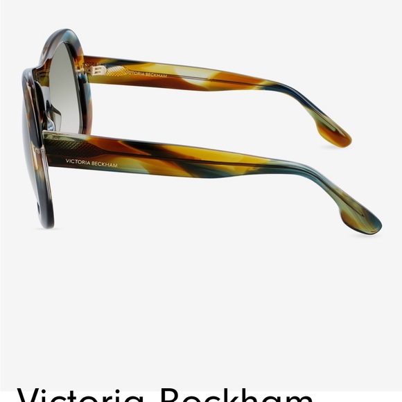 VICTORIA BECKHAM | Striped Khaki Geometric Square Acetate Sunglasses - Picture 10 of 13